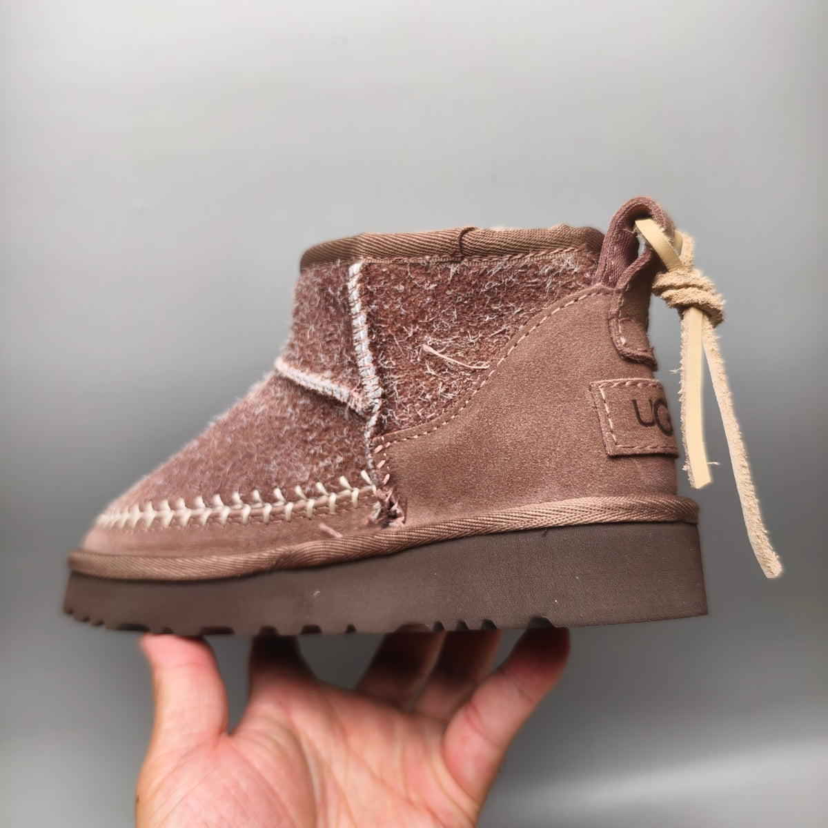 Brown Suede-Look Shoes with Back Strap – Style 1538