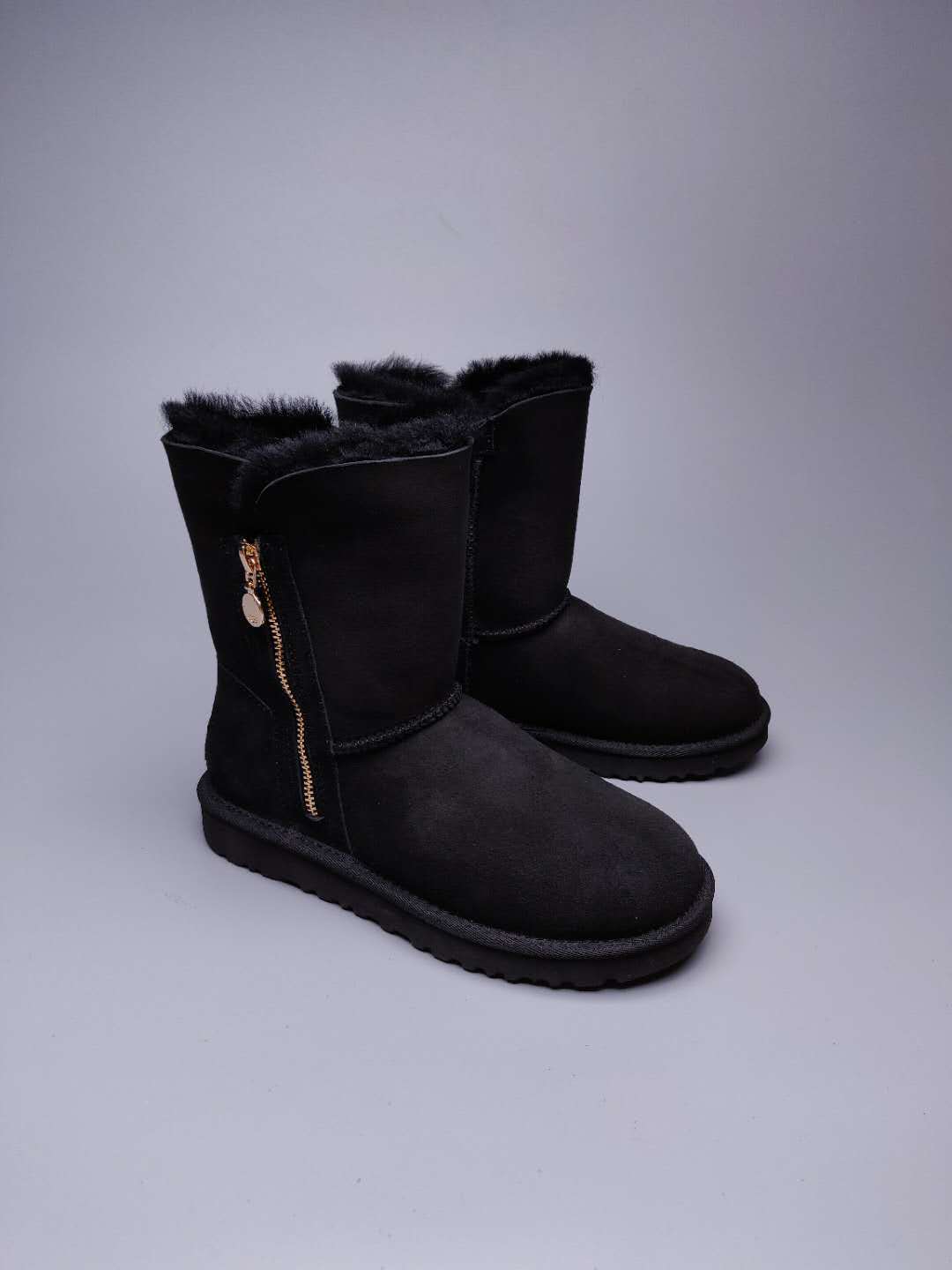 Black Side-Zip Mid-Calf Boots – Style 2480