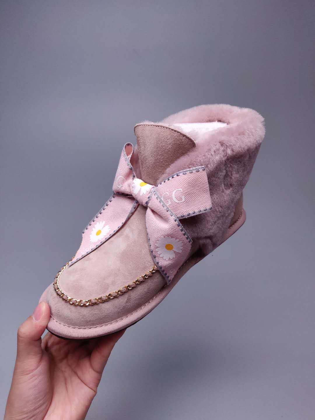 Dusk Pink Daisy, Chain & Ribbon Footwear | Style 7888